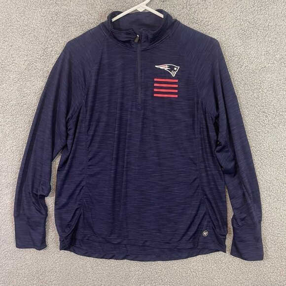 47 Brand Sweaters - New‎ England Patriots NFL ‘47 Brand Quarter Half Zip Women’s Large Blue Sweater